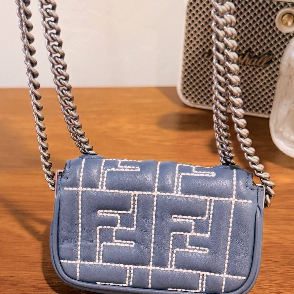 FENDI Zucca Nano Leather Baguette Chain Shoulder Bag - Picture 3 of 5